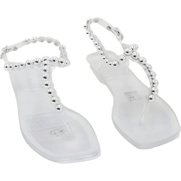 Jeffrey Campbell PLATED Clear Silver Embellished Sandals Women US 7M EU 38 - Picture 1 of 6